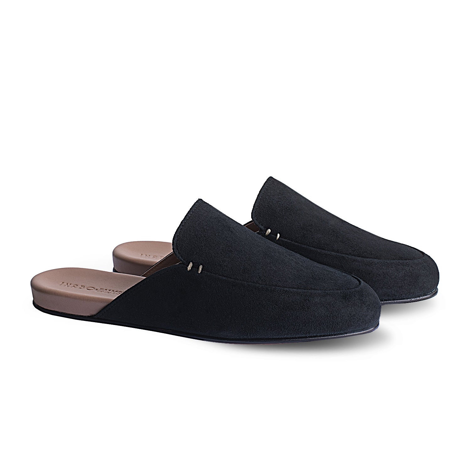 Black suede slippers