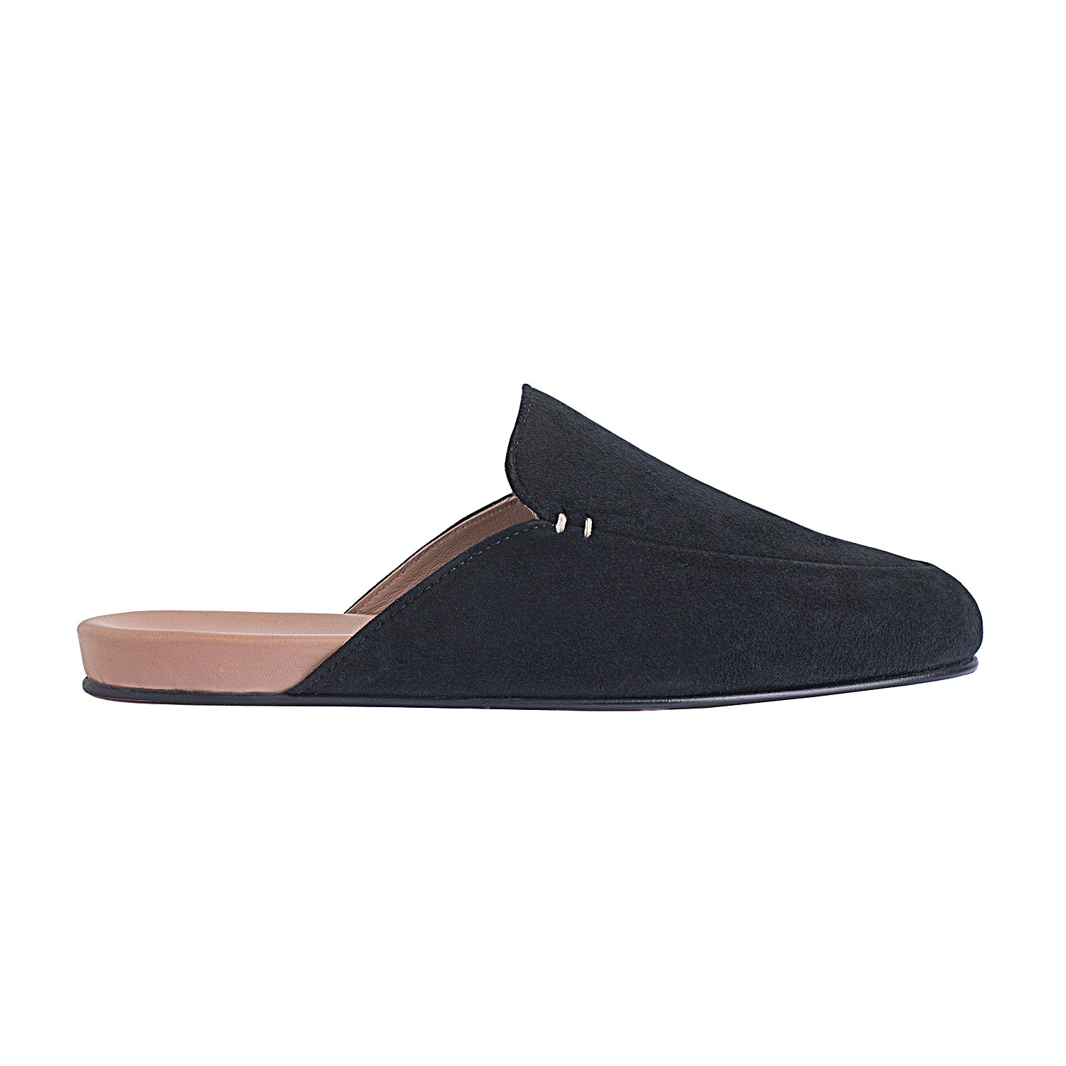 Black suede slippers