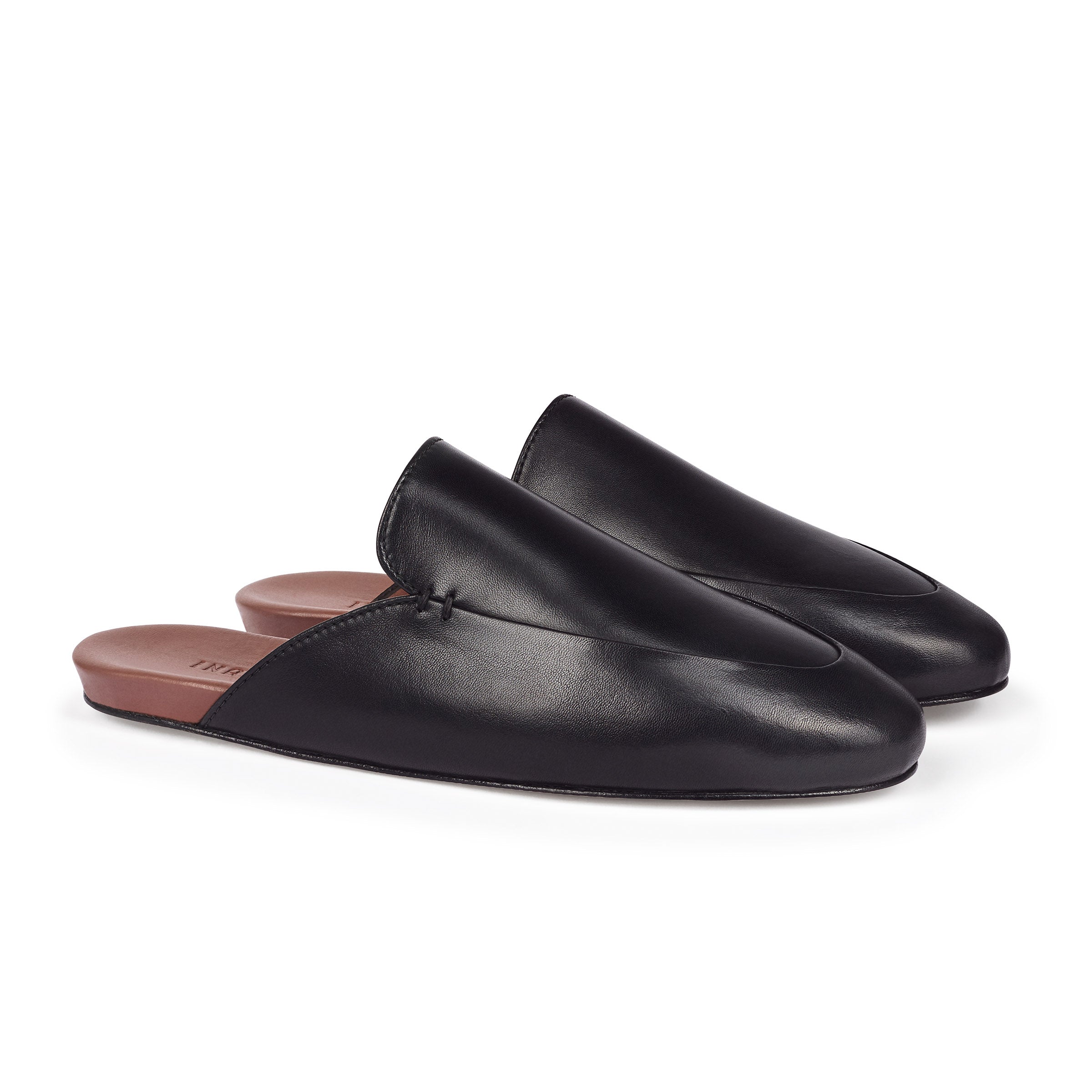 靴 INABO women's slowfer 38 Women's Slowfer Black Leather Slipper - INABO