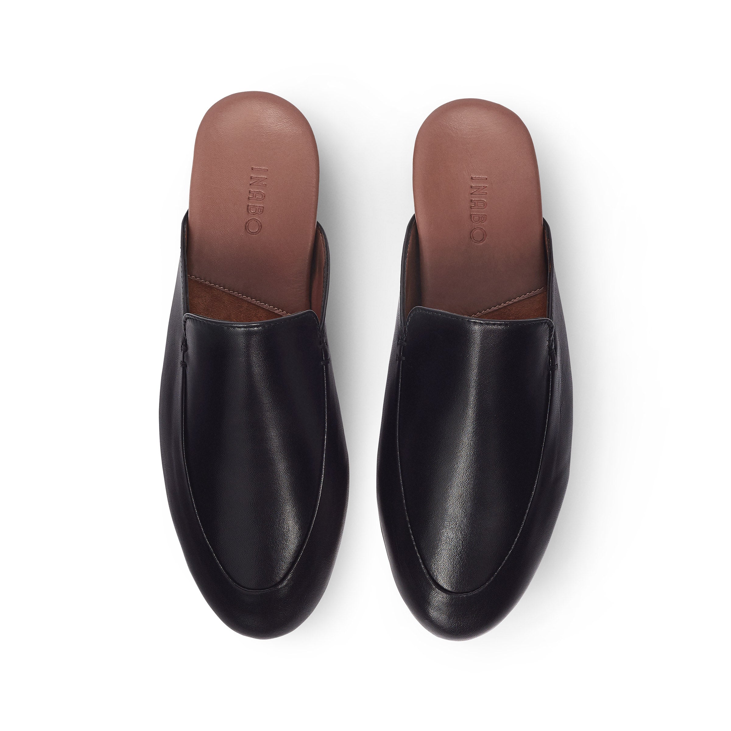 Women's Slowfer Black Leather Slipper - INABO